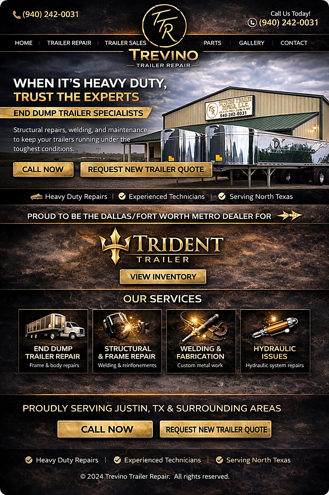 Trevino Trailer Repair homepage